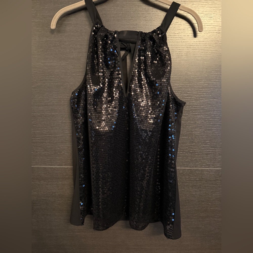 Black Sequin Halter Top